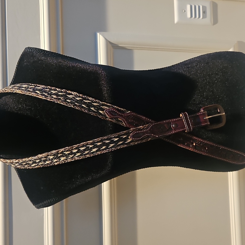 Vintage Tooled Leather Braided Western Belt | Size 36 | Made in Mexico